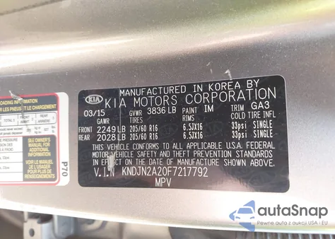 2015 Kia Soul z USA, uszkodzony, nr VIN KNDJN2A20F7217792